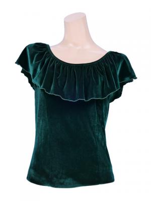 Flamenco Blouse & Skirt Two-piece with Velvet / Two-piece / Green / G1906gb