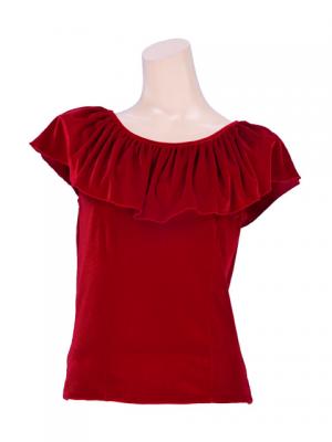 Flamenco Blouse & Skirt Two-piece with Velvet / Two-piece / Red / G1906rb