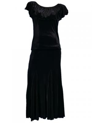 Flamenco Blouse & Skirt Two-piece with Velvet / Two-piece / Black / G1906bb