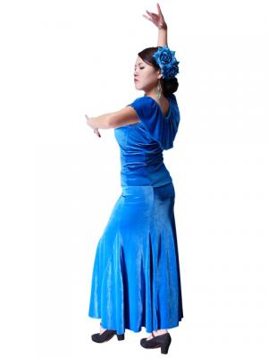 Flamenco Blouse & Skirt Two-piece with Velvet / Two-piece / Blue / G1906blb