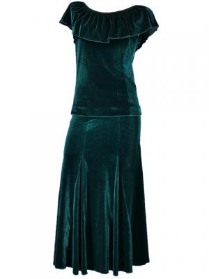 Flamenco Blouse & Skirt Two-piece with Velvet / Two-piece / Green / G1906gb