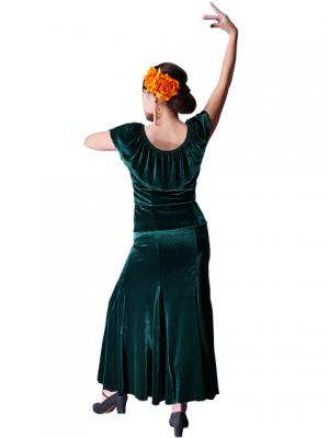 Flamenco Blouse & Skirt Two-piece with Velvet / Two-piece / Green / G1906gb