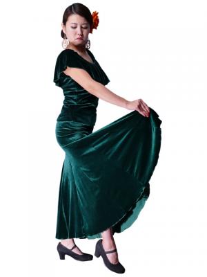 Flamenco Blouse & Skirt Two-piece with Velvet / Two-piece / Green / G1906gb