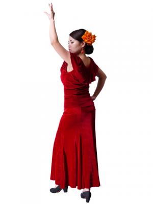 Flamenco Blouse & Skirt Two-piece with Velvet / Two-piece / Red / G1906rb