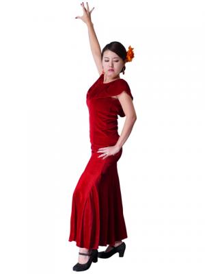 Flamenco Blouse & Skirt Two-piece with Velvet / Two-piece / Red / G1906rb