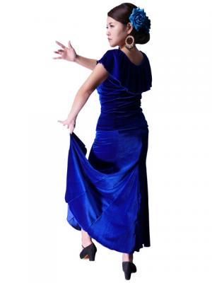 Flamenco Blouse & Skirt Two-piece with Velvet / Two-piece / Royal Blue / G1906rbb