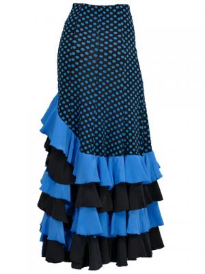 Mermaid Flamenco Polka Dots Skirt with Frills/ Blue / G2355bl