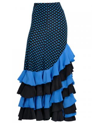 Mermaid Flamenco Polka Dots Skirt with Frills/ Blue / G2355bl