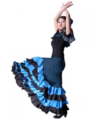 Mermaid Flamenco Polka Dots Skirt with Frills/ Blue / G2355bl