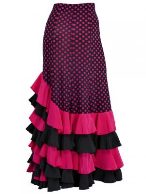 Mermaid Flamenco Polka Dots Skirt with Frills/ Pink / G2355pi