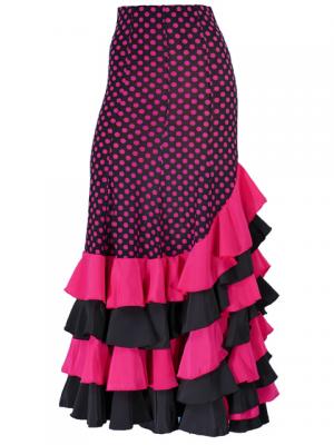 Mermaid Flamenco Polka Dots Skirt with Frills/ Pink / G2355pi