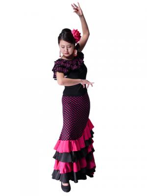 Mermaid Flamenco Polka Dots Skirt with Frills/ Pink / G2355pi