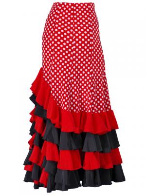 Mermaid Flamenco Polka Dots Skirt with Frills/ Red / G2355r