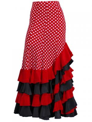 Mermaid Flamenco Polka Dots Skirt with Frills/ Red / G2355r