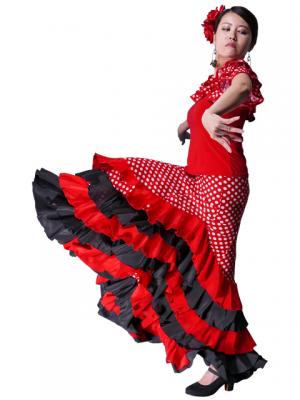 Mermaid Flamenco Polka Dots Skirt with Frills/ Red / G2355r