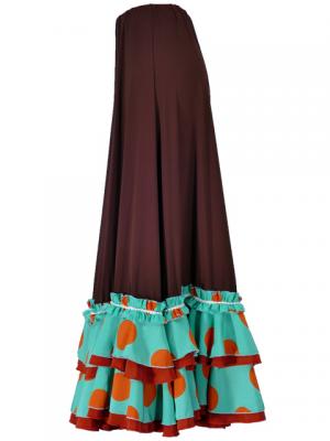 Flamenco Polka Dots Skirt with 4 Layers of Ruffles/ Brown / G2035br