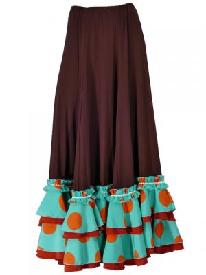 Flamenco Polka Dots Skirt with 4 Layers of Ruffles/ Brown / G2035br