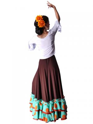 Flamenco Polka Dots Skirt with 4 Layers of Ruffles/ Brown / G2035br