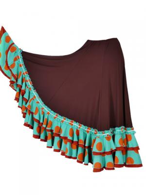 Flamenco Polka Dots Skirt with 4 Layers of Ruffles/ Brown / G2035br