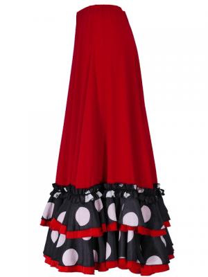 Flamenco Polka Dots Skirt with 4 Layers of Ruffles/ Red / G2035r