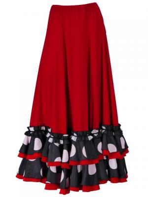 Flamenco Polka Dots Skirt with 4 Layers of Ruffles/ Red / G2035r