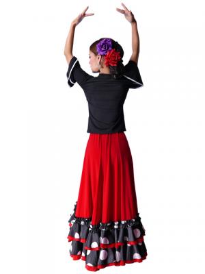 Flamenco Polka Dots Skirt with 4 Layers of Ruffles/ Red / G2035r