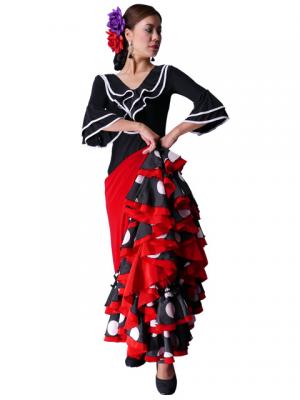Flamenco Polka Dots Skirt with 4 Layers of Ruffles/ Red / G2035r