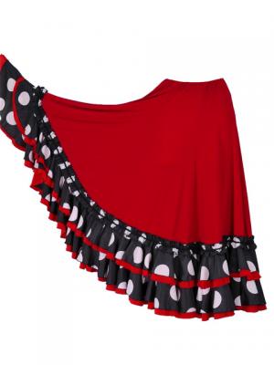 Flamenco Polka Dots Skirt with 4 Layers of Ruffles/ Red / G2035r