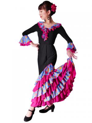 Flamenco Blouse & Skirt / Roses & Dots / Model Carla & Tecla / G2348bbl