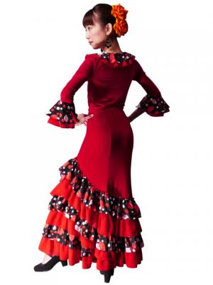 Flamenco Blouse & Skirt / Roses & Dots / Model Carla & Tecla / G2348rb