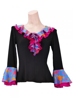 Flamenco Blouse & Skirt / Roses & Dots / Model Carla & Tecla / G2348bbl