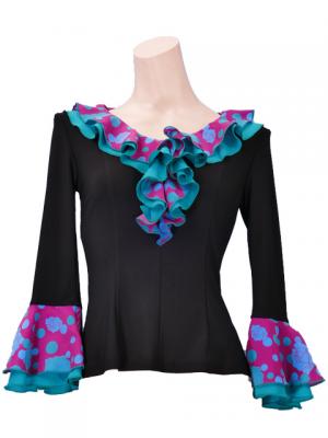 Flamenco Blouse & Skirt / Roses & Dots / Model Carla & Tecla / G2348bp