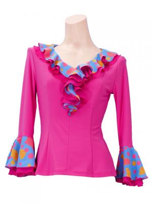 Flamenco Blouse & Skirt / Roses & Dots / Model Carla & Tecla / G2348pibl