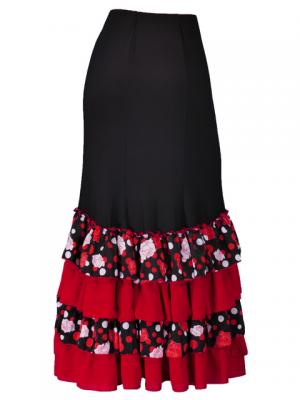 Flamenco Semi Mermaid Cut Skirt / Roses & Dots / Model Tecla / G2350bb
