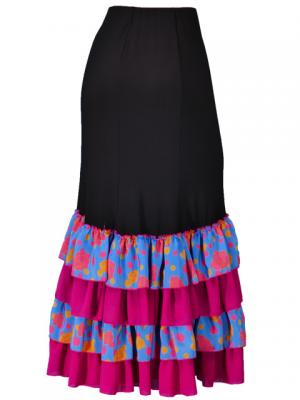 Flamenco Semi Mermaid Cut Skirt / Roses & Dots / Model Tecla / G2350bbl