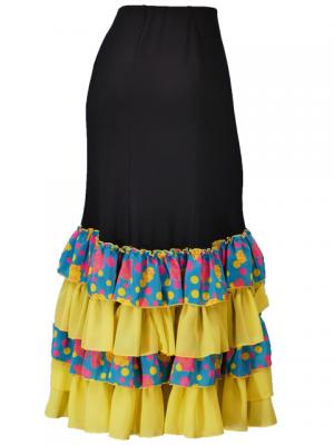 Flamenco Semi Mermaid Cut Skirt / Roses & Dots / Model Tecla / G2350bg