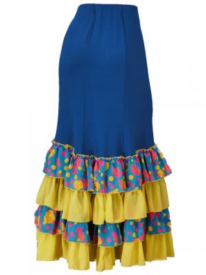 Flamenco Semi Mermaid Cut Skirt / Roses & Dots / Model Tecla / G2350blg