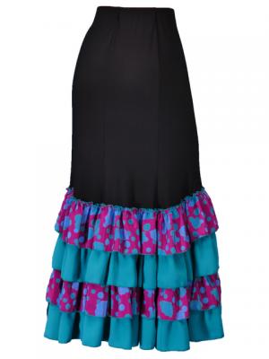 Flamenco Semi Mermaid Cut Skirt / Roses & Dots / Model Tecla / G2350bp