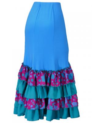 Flamenco Semi Mermaid Cut Skirt / Roses & Dots / Model Tecla / G2350lbp