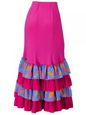 Flamenco Semi Mermaid Cut Skirt / Roses & Dots / Model Tecla / G2350pibl
