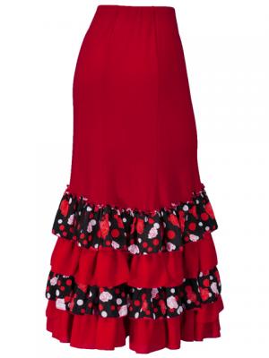 Flamenco Semi Mermaid Cut Skirt / Roses & Dots / Model Tecla / G2350rb