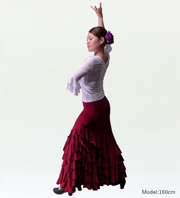 Mermaid Cut Flamenco Skirt with 6 Layers of Ruffles / Wine / G2354wi