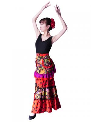 Flamenco Apron with Paisley / Black / Model Ysabel / G2381bk