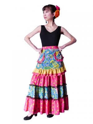 Flamenco Apron with Paisley / Green / Model Ysabel / G2381gr