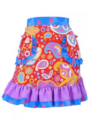 Flamenco Apron with Paisley / Red / Model Ysabel / G2381rd