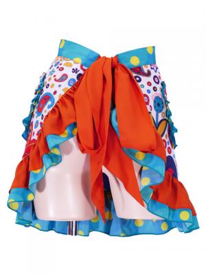 Flamenco Apron with Paisley / White / Model Ysabel / G2381wh