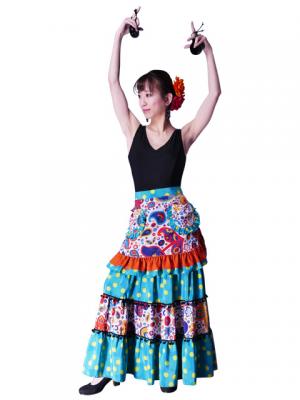 Flamenco Apron with Paisley / White / Model Ysabel / G2381wh