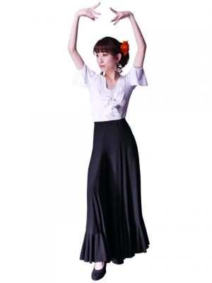 Flamenco Skirt with Single Frill/ Black / G2409bk