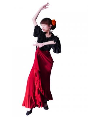 Flamenco Skirt with Single Frill/ Red / G2409rd
