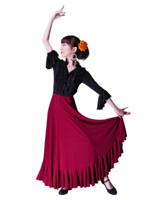 Flamenco Skirt with Single Frill/ Wine / G2409wi